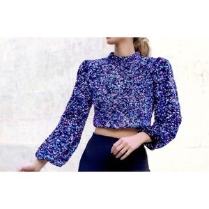 Zara Festive Season Multicolored Sequin Crop Top✨